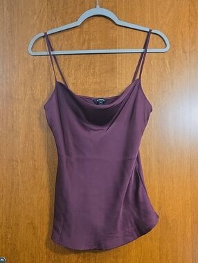 Express Wine Satin Going Out Top- Size Small